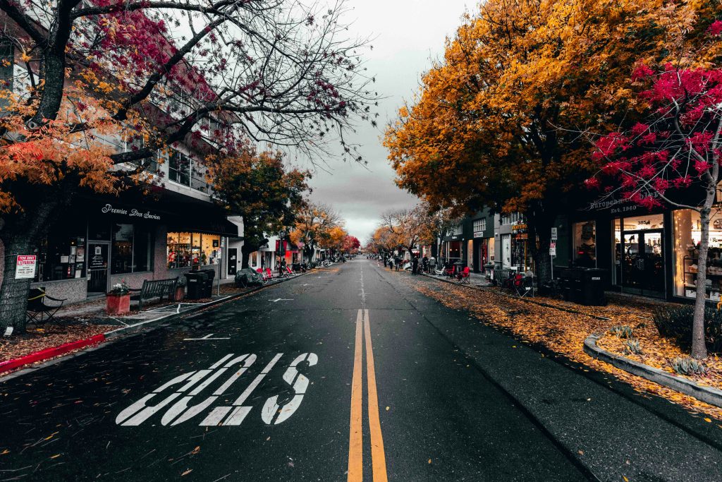 Downtown street view of Los Altos property management.